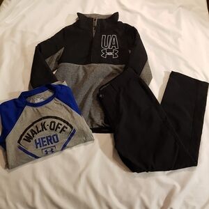 Under Armour boys size small 3 pieces sweater, shirt pants